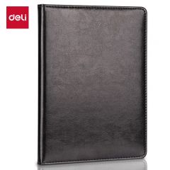 得力（deli） 7993 25K80张商务经典单包贴芯PU材质皮面本办公用品会议记事本笔记本子文具 黑