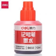 得力（deli） S632记号笔墨水油性笔墨水大头笔墨水 配S552记号笔墨水 单瓶装 红色 12ml