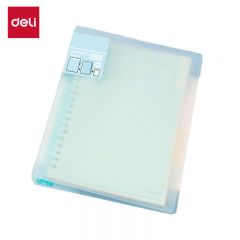 得力（deli） QHA560 甜彩系列20孔A5活页笔记本子 活页纸替换芯插袋4色索引分隔页 蓝色