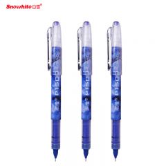 白雪(snowhite)P1500直液式速干走珠笔 全针管中性笔 彩色签字笔 水笔0.5mm墨蓝色12支/盒