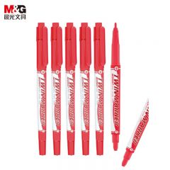 晨光（M&G）XPMV7403记号笔小双头勾线笔 1.0mm 红色 12支/盒（盒）防水马克笔油性笔 儿童学生勾线笔 办公用品