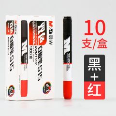 晨光(M&G)  AWMT5101双头双色白板笔可擦粗头大容量细头黑板马克笔水性笔 黑+红色