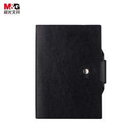 晨光（M&G） APYG1Y99带笔夹按扣贴面皮面本112页A5黑色会议记录本办公记事本文艺日记本