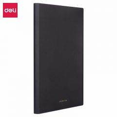 得力（deli）22284 肤感PU笔记本子加厚a5记事本简约大学生商务皮面本软皮办公笔记本文具批发 沉稳黑 A5/96页