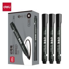 得力（deli） 6881 黑色粗头物流油性笔墨量升级大容量家庭快递签字办公文具马克笔记号笔 10支/盒黑色