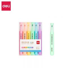 得力（deli） S605考试复习划重点荧光笔标记笔办公记号笔学生笔记手账涂鸦绘画笔 6支6色