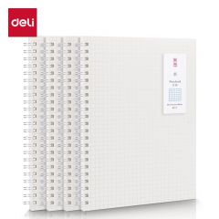 得力(deli)4本A5/60张方格本螺旋本线圈本 无印风学生记事本日记本笔记本子文具 LPA560
