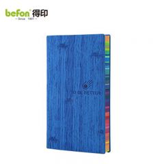 得印（befon） A6彩虹边笔记本子大学生文艺日记本记事本皮面本文具彩色日程工作笔记本子蓝色4358