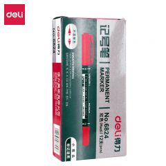 得力（deli） 6824小双头记号笔红色12支/盒精密合成纤维笔头