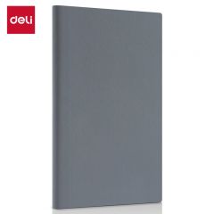 得力（deli） 个性皮面本笔记本子 办公用品会议记事本文具 软面材质贴芯工艺 25K80张 灰色 22263