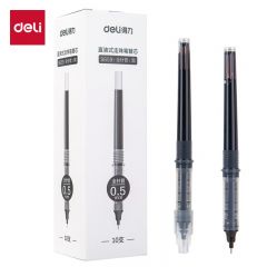 得力（deli）S659直液式走珠笔替芯0.5mm全针管黑色10支/盒快干油墨
