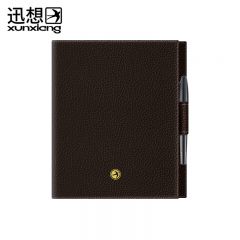 迅想 皮面商务本册套盒（本/笔）伴手礼记事本笔记本日记本套装 棕色-卓越系列精装版