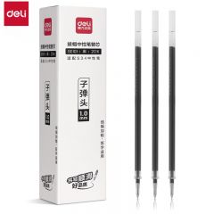 得力（deli） SE101 中性笔替芯速干水笔签字笔替芯1.0mm拔帽子弹头适配 S34黑色20支/盒