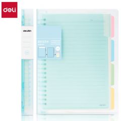 得力（deli） QHB560 甜彩系列26孔B5活页笔记本子活页纸替换芯插袋4色索引分隔页开学必备 蓝色