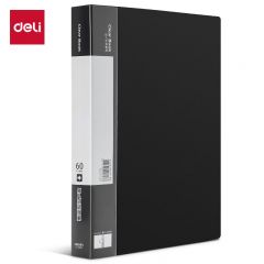 得力（deli） 5039  A4/60页侧入式资料册文件收纳册活页插袋文件夹财务发票票证收纳 黑色