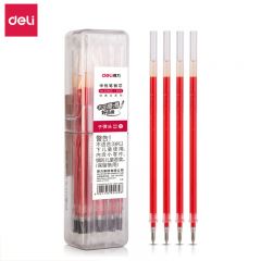 得力(deli) 0.5mm中性笔芯签字笔水笔替芯子弹头红色20支/桶33402
