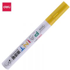 得力（deli） S558 油漆笔DIY防水防油不掉色白色黑色马克笔记号笔工业补漆轮胎笔涂鸦笔金属模型补漆笔 【单支黄色】2.0mm线幅