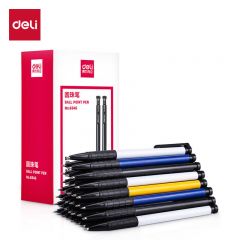 得力（deli） 6546 圆珠笔中油笔0.7mm子弹头软胶握手原子笔按动笔办公用品 黑色36支/盒
