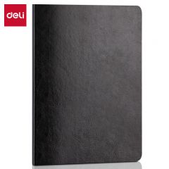 得力(deli) 16K80张软面皮面本记事本办公用品新年礼物 工作日志本笔记本子文具 黑色7996