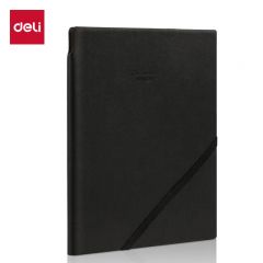 得力（deli） 22215  25K96张可插笔绑带皮面本新年礼物 记事本工作笔记本子日记本文具办公用品 黑色