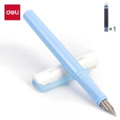 得力（deli） A932 EF明尖学生正姿练字钢笔套装 办公签字笔墨水笔 附笔盒 可擦纯蓝墨囊（搭配擦除笔）