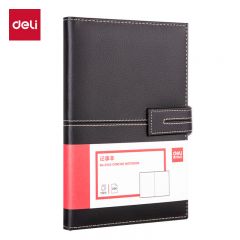 得力（deli） 3343  25K120张荔枝纹磁扣皮面本商务记事本日记本工作笔记本子 黑色