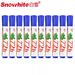 白雪（snowhite）   WB-72H单头蓝色白板笔 可擦易擦记号笔 会议笔 10支/盒
