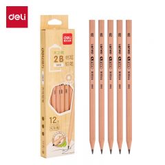 得力（deli） S909-2B 12支原木铅笔2B六角杆书写绘画素描铅笔木之然系列