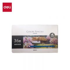 得力（deli）6566-36色高档油性彩铅(混)(36色)美术设计专业手绘专用绘画笔彩铅入门填色铁盒