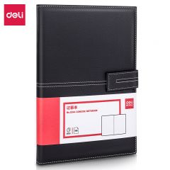 得力（deli） 3344  16K120张荔枝纹磁扣皮面本商务记事本工作笔记本本子250mm*175mm 黑色