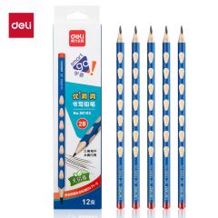 得力（deli） 58183 洞洞笔铅笔12支2B铅笔三角杆易抓握儿童矫姿铅笔学生练字笔