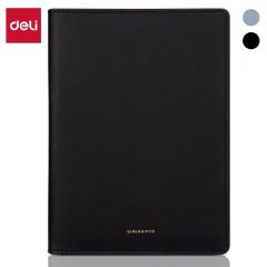 得力（deli） 22287  25K100张活页笔记本子文具莫兰迪色系商务记事本皮面本办公用品210mm*145mm 黑色