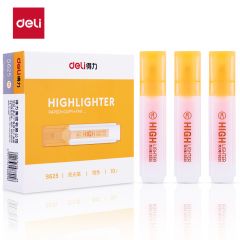 得力（deli） S625橙色学生用荧光笔划重点专用荧光标记笔高颜值彩色记号笔大容量10支