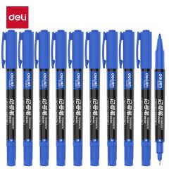 得力（deli） 6824 双头油性记号笔签字笔办公物流会议笔马克笔学生儿童美术勾线笔 蓝色