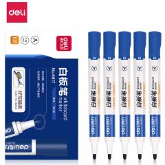 得力（deli） 6817 粗头可擦易擦白板笔书写顺滑耐磨耐用办公文具会议老师培训教学 蓝色