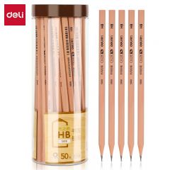 得力（deli） S908-HB 50支木之然系列六角笔杆原木HB铅笔素描书写绘图学生铅笔 50支/桶 考试礼物五一出游六一儿童节