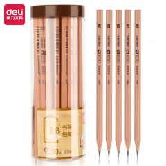 得力（deli） S907-2B 书写铅笔考试专用学生铅笔六一儿童节礼物 (原木色) (50支/筒) 1筒