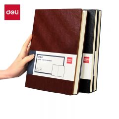 得力（deli） 3185 16K160张加厚商务皮面本办公用品新年礼物 会议记事本日记本笔记本子文具棕色