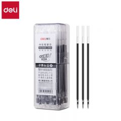 得力（deli） 33405中性笔芯0.5mm子弹头黑色50支/桶学生中性笔签字笔替芯