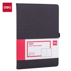 得力（deli） 7991 25K96张简约布艺风记事本办公用品 工作日志本带笔插笔记本子文具 黑色