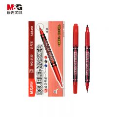 晨光(M&G)  文具红色双头细杆记号笔 学生勾线笔 学习重点标记笔 12支/盒MG2130 考研