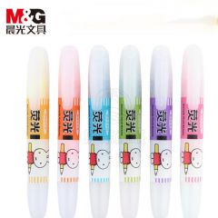 晨光（M&G）MF5301彩色荧光笔划重点标记笔手帐米菲款黄色6支