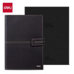 得力(deli) 25K 97张精装款活页笔记本子文具 工作记事本皮面本万用手册办公用品 咖啡色3158