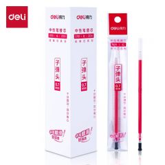 得力（deli） S761 0.7mm中性笔芯子弹头替芯办公用品 红色