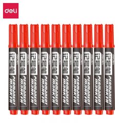 得力（deli）思达6881记号笔 红色 10支/盒（盒）适用于家庭办公快递签字
