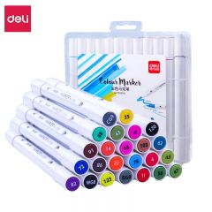 得力（deli） 70700-24 文具24色双头细杆酒精速干马克笔套装学生水彩笔记号笔荧光笔记号笔diy