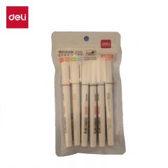 得力（deli）S745软头荧光笔(混)(袋)软头醒目手账水性记号笔标记笔6支
