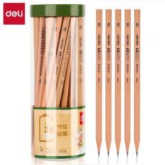 得力（deli） 铅笔原木桶装六角铅笔小学生儿童铅笔素描 2B-58118