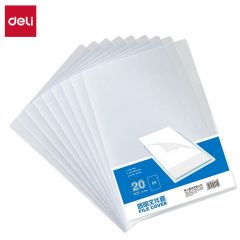 得力（deli）5705 A4透明文件套 L型文件夹 单片两页式文件袋 20只/包装