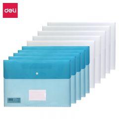 得力(deli)5506文件袋实色横式按扣A4资料袋颜色随机单只装